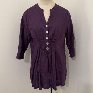 NEW Match Point Medium 100% Linen Purple Tunic Top ~ Lagenlook Minimalist